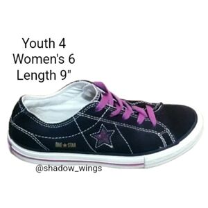 Y2K Converse One Star Suede Sneakers / Youth 4 Womens 6 Black Pink Ox Low Tops
